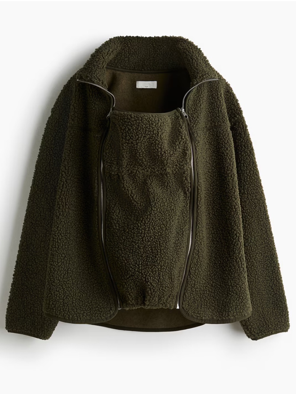 H&M MAMA Teddy Fleece Jacket – Dark Khaki Green – Size M